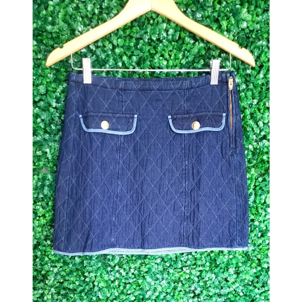 26. J.Crew Quilted denim mini skirt
